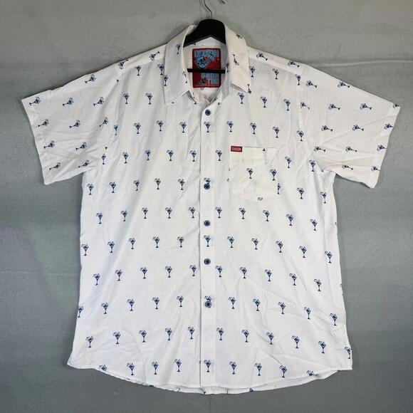 Dixxon Other - Dixxon Flannel Shirt Mens XL White Martini The Gnar Tini Cocktail Short Sleeve
